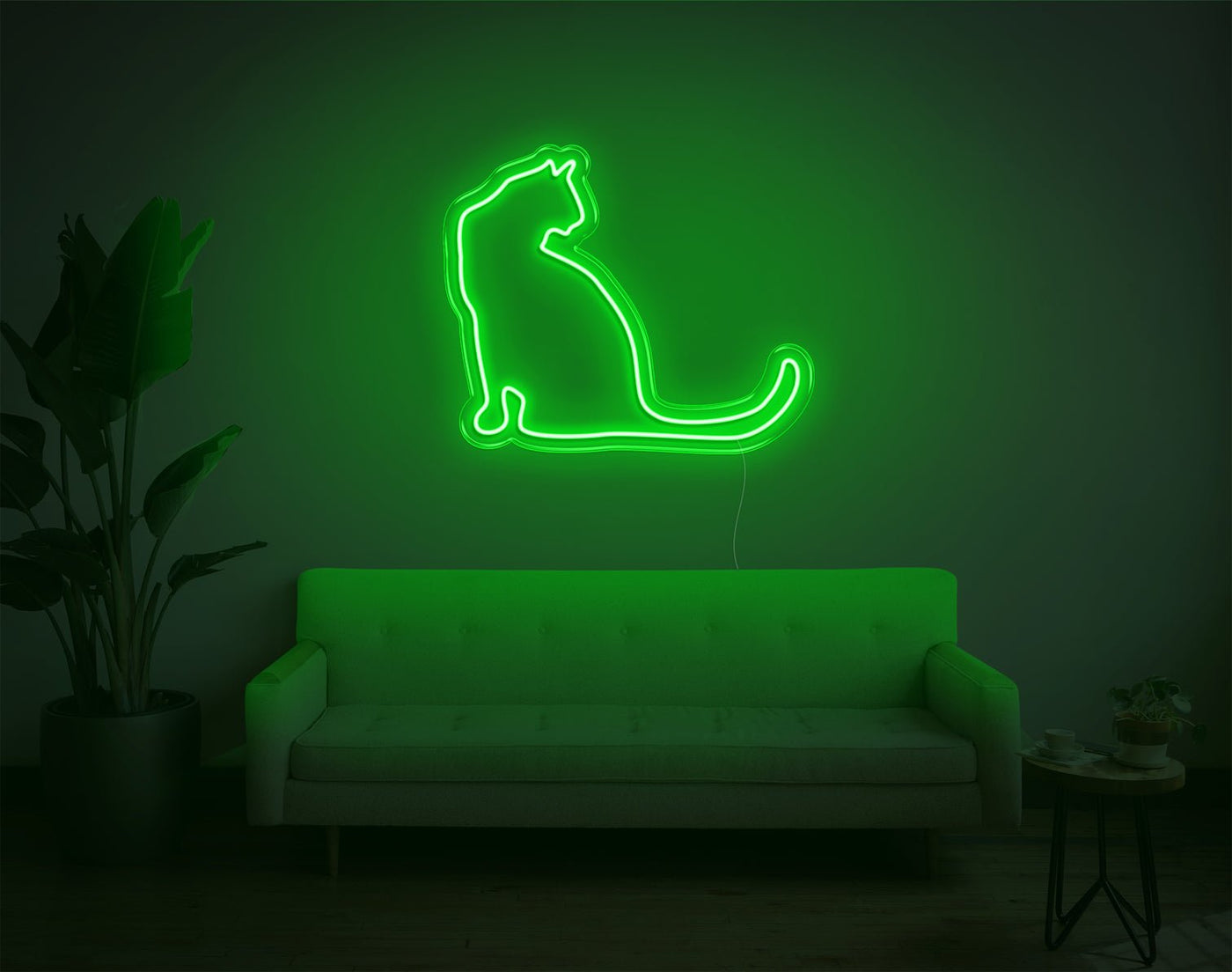 Cat V1 LED Neon Sign - 8inch x 9inchGreen