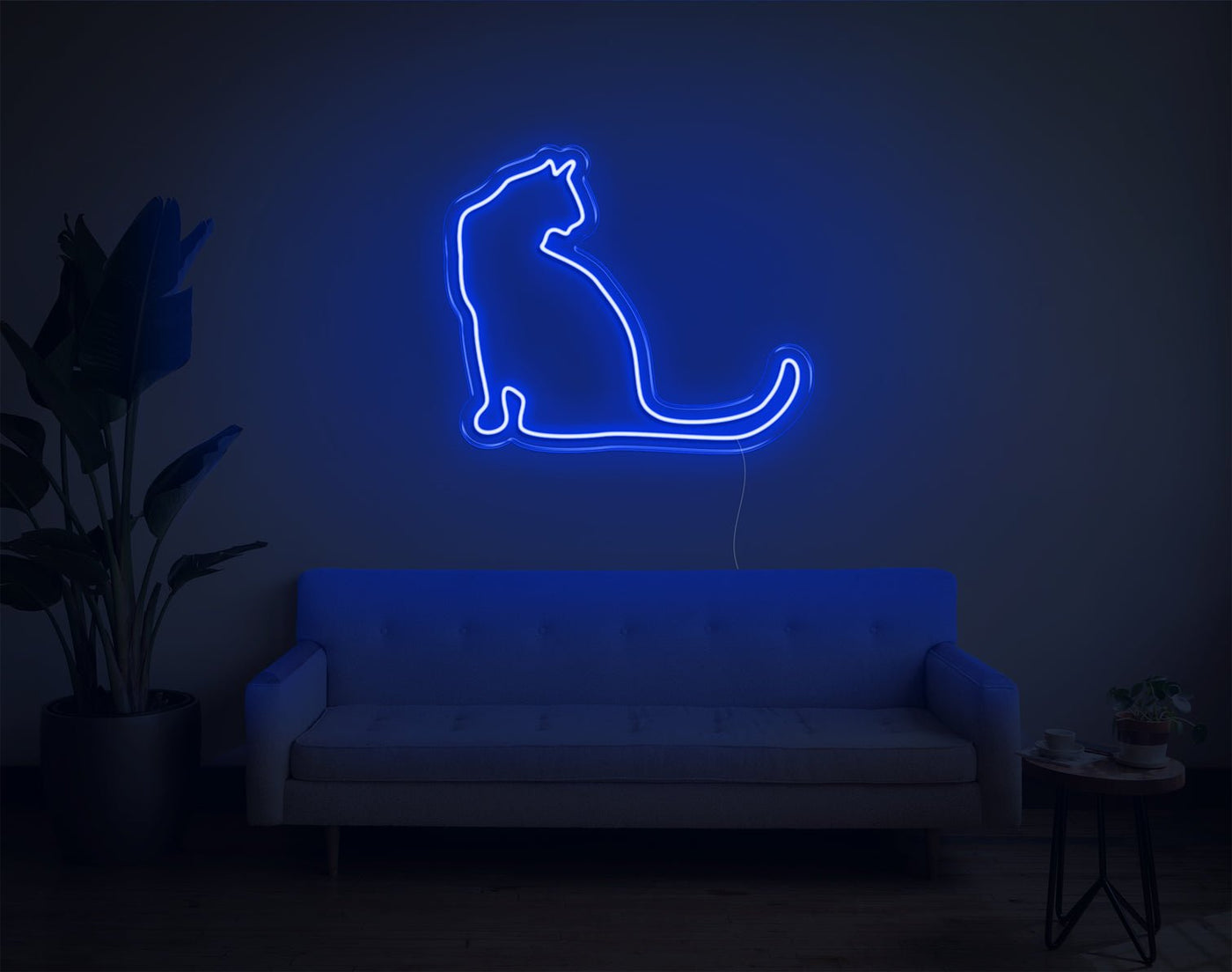 Cat V1 LED Neon Sign - 8inch x 9inchBlue