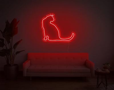 Cat V1 LED Neon Sign - 8inch x 9inchRed