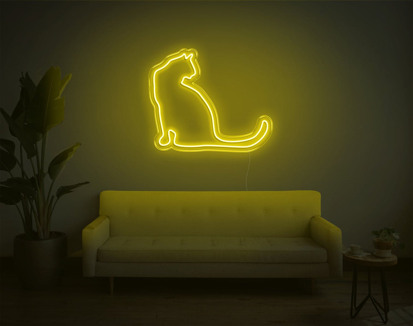 Cat V1 LED Neon Sign - 8inch x 9inchYellow