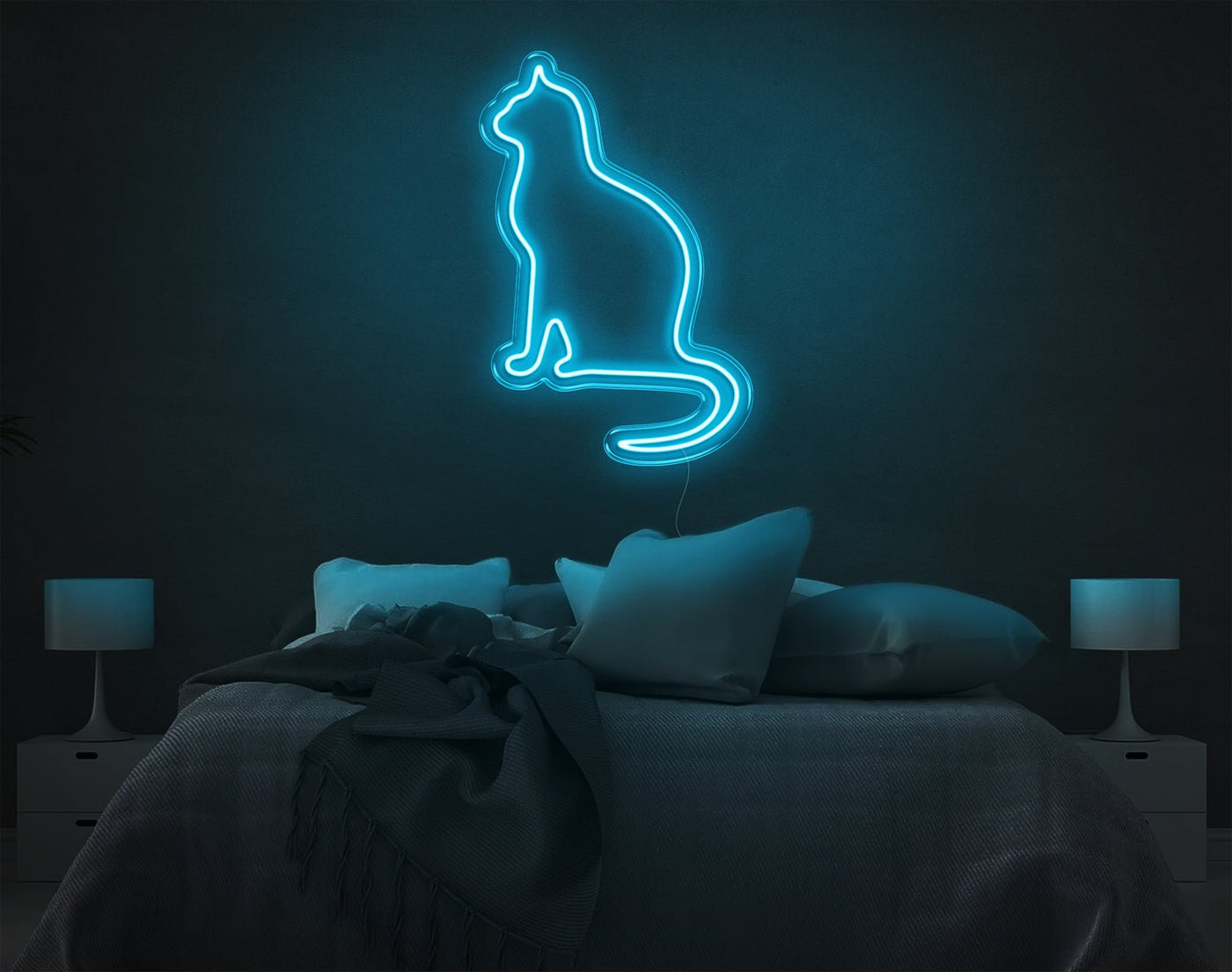Cat V2 LED Neon Sign - 10inch x 6inchLight Blue