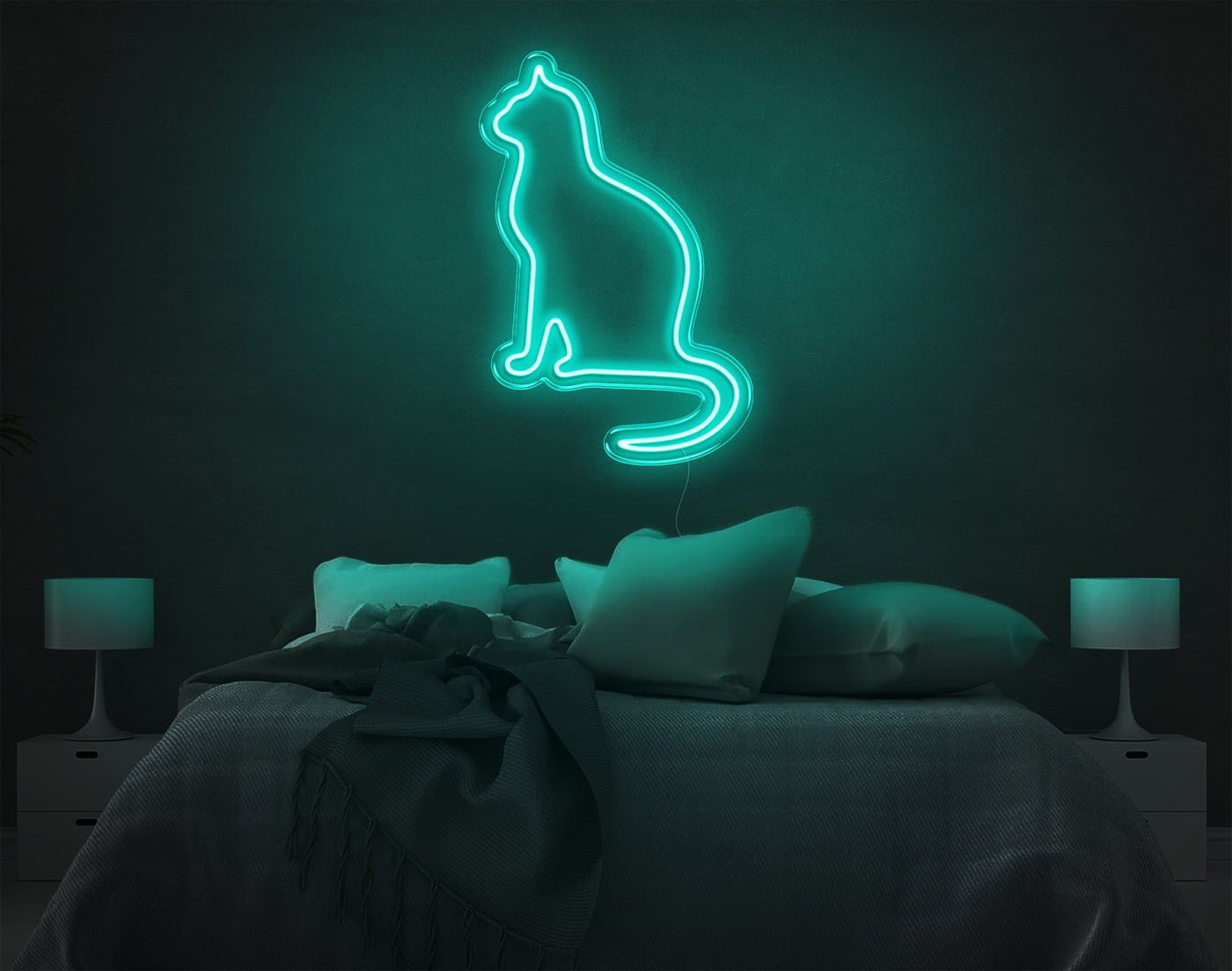 Cat V2 LED Neon Sign - 10inch x 6inchTurquoise