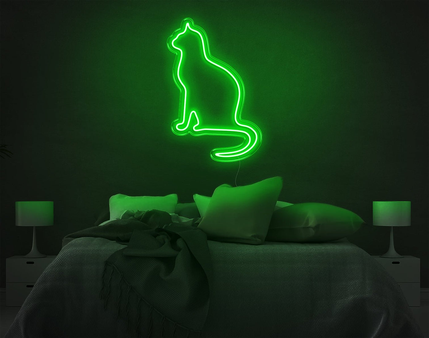 Cat V2 LED Neon Sign - 10inch x 6inchGreen