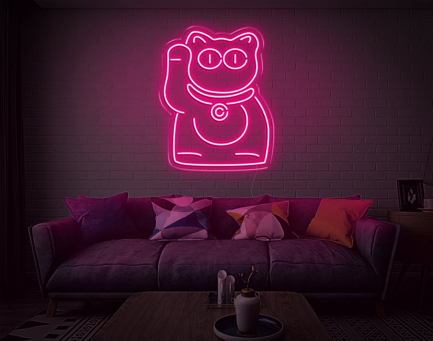 Cat V3 LED Neon Sign - 9inch x 7inchLight Pink