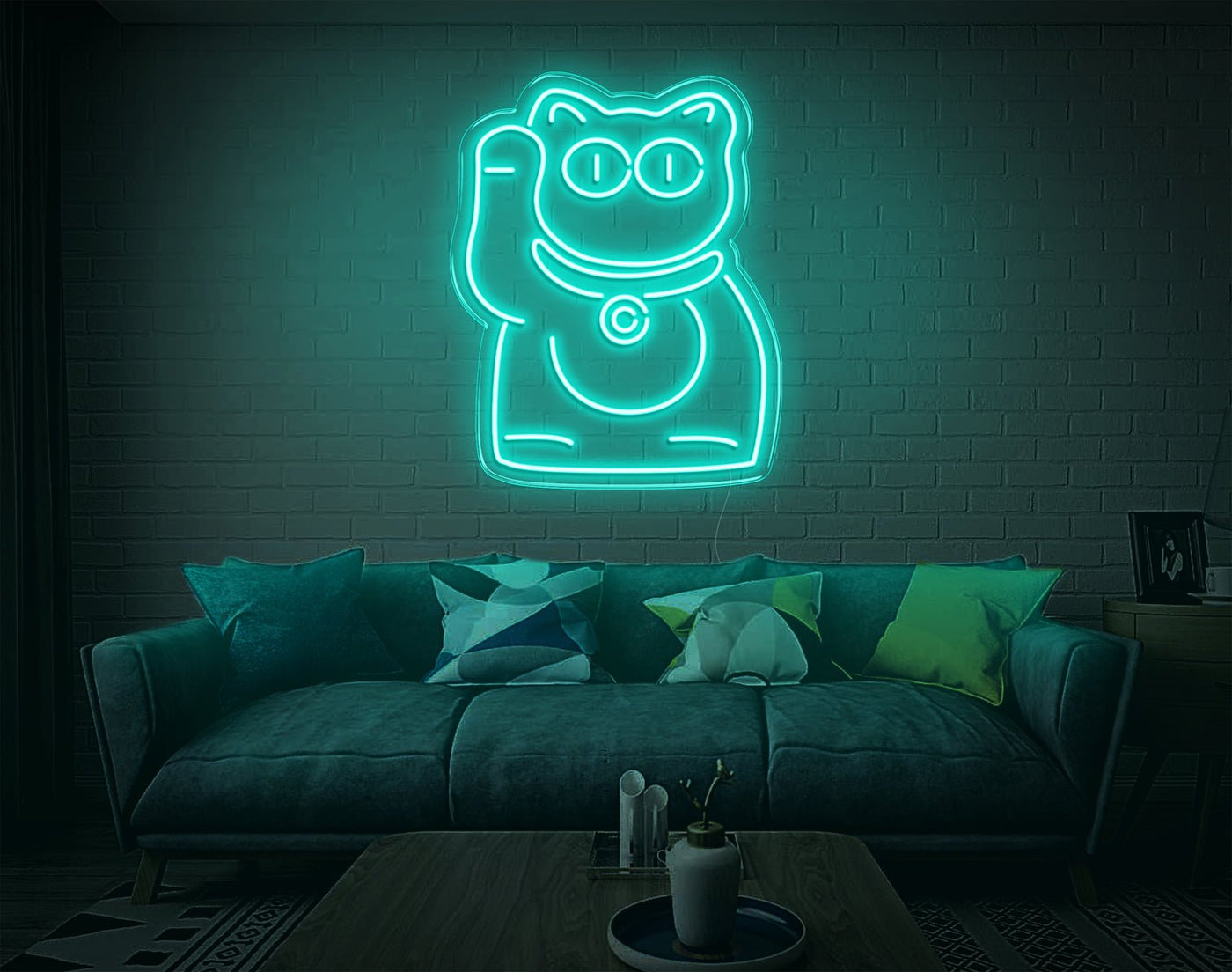Cat V3 LED Neon Sign - 9inch x 7inchTurquoise