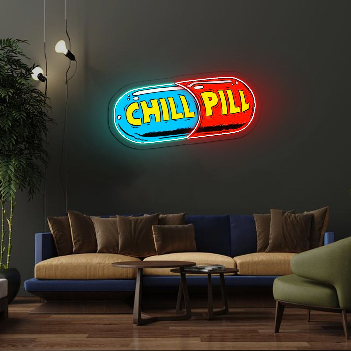 Chill Pill Neon Sign x Acrylic Artwork - 2ftLED Neon x Acrylic Print