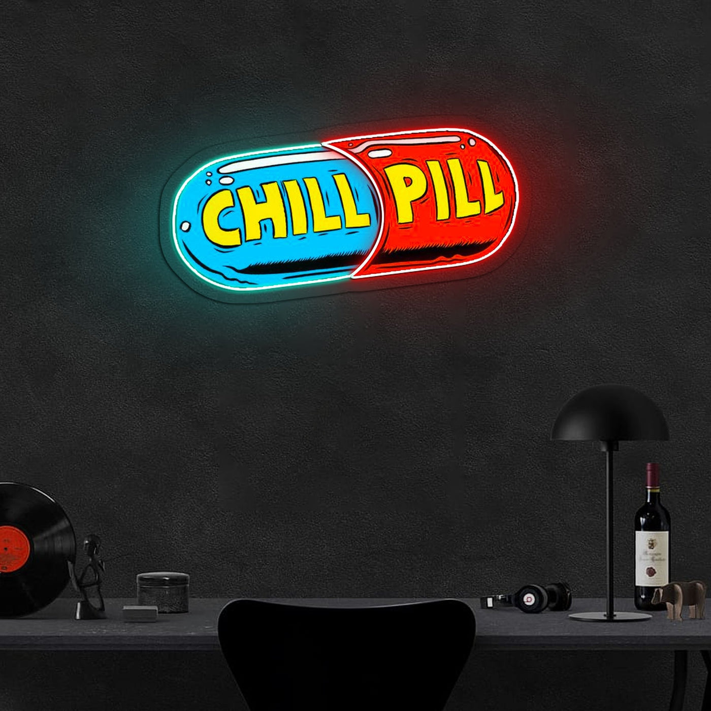 Chill Pill Neon Sign x Acrylic Artwork - 2ftLED Neon x Acrylic Print