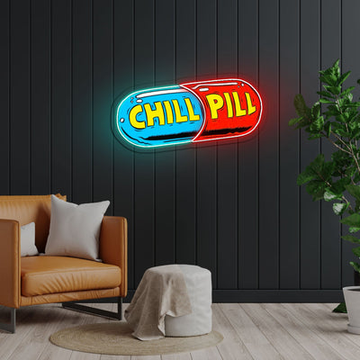 Chill Pill Neon Sign x Acrylic Artwork - 2ftLED Neon x Acrylic Print