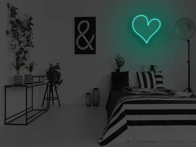 Classic Heart LED Neon Sign - Aqua