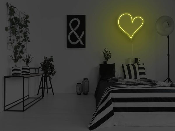 Classic Heart LED Neon Sign - Yellow