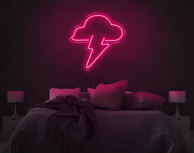 Cloud Lightning LED Neon Sign - 24inch x 24inchLight Pink