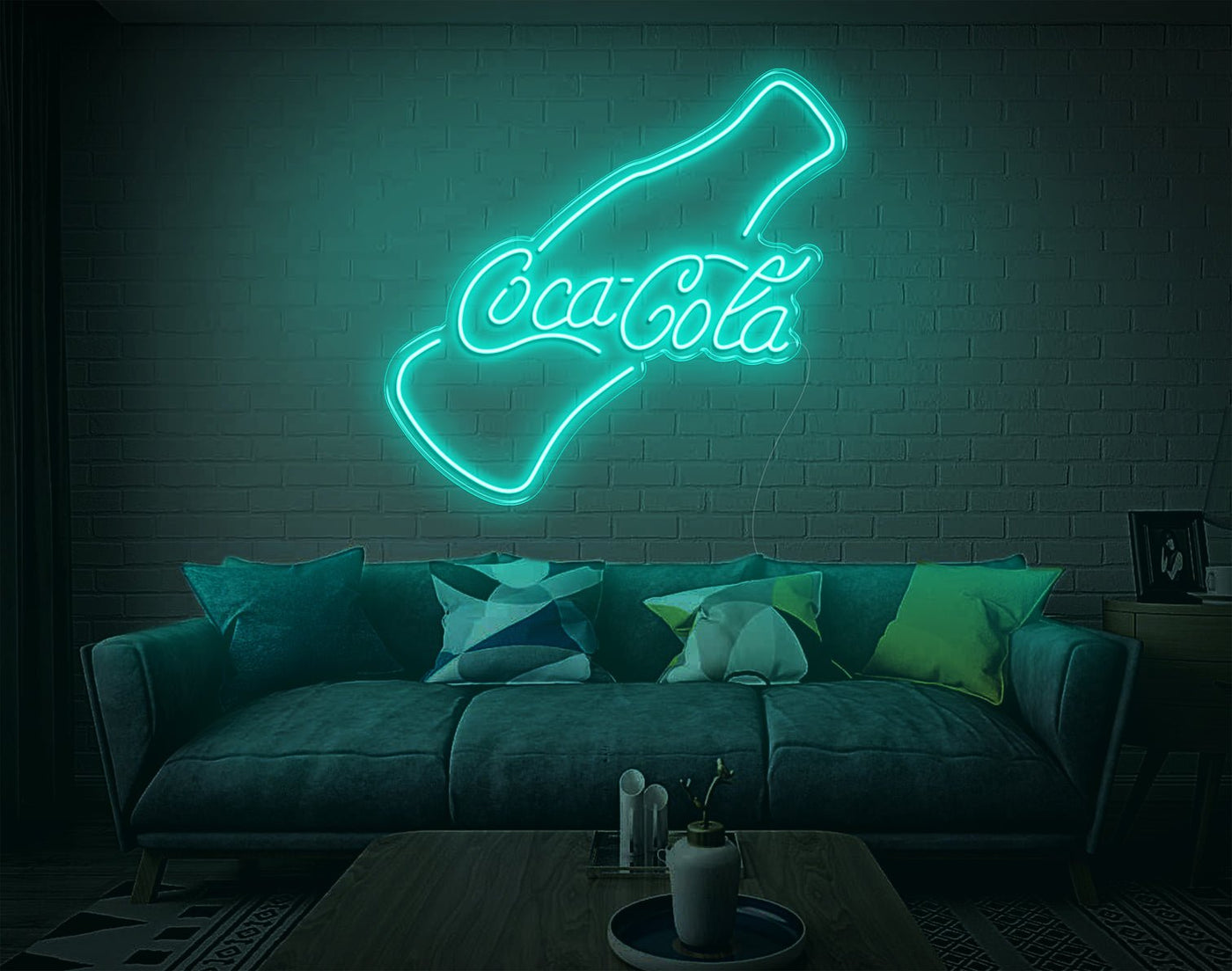 Coca-Cola V2 LED Neon Sign - 30inch x 32inchTurquoise