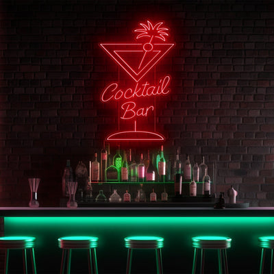 Cocktail Glass Bar LED Neon Sign - 30in x 20inRed