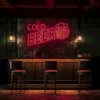 Cold Beer Bar LED Neon Sign - 30 InchColor-Changing RGB