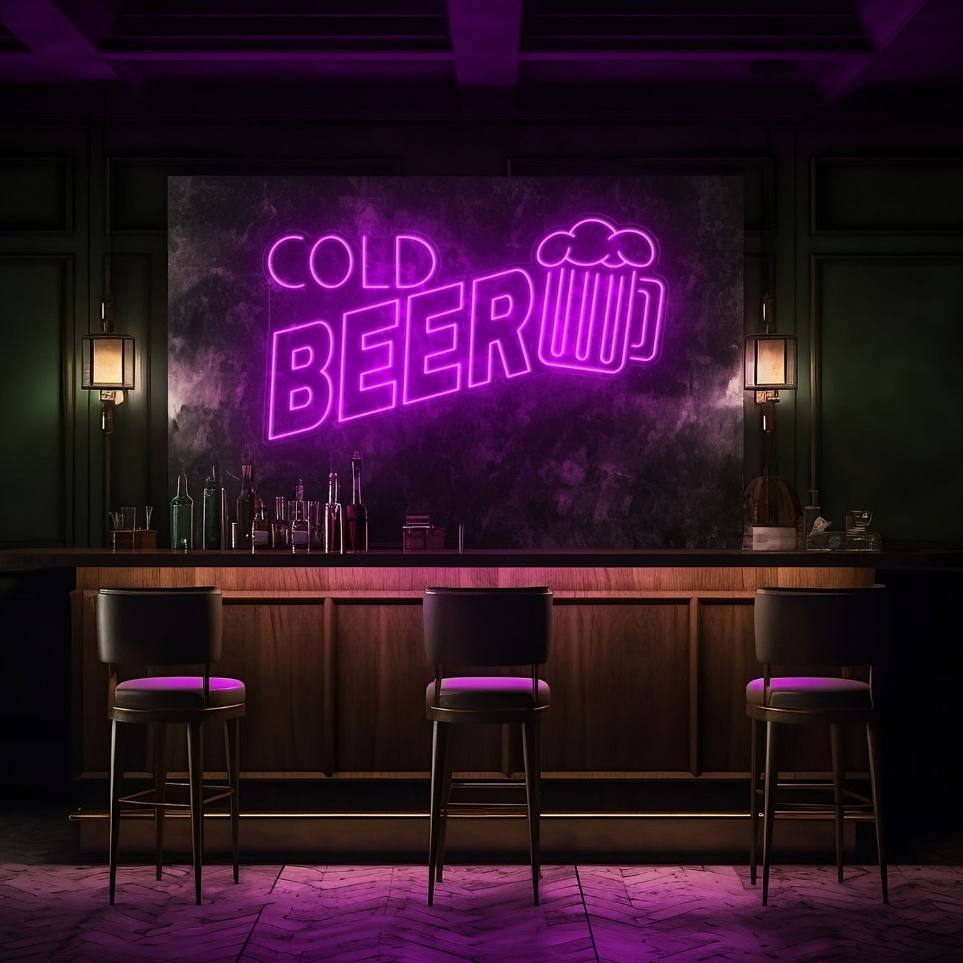 Cold Beer Bar LED Neon Sign - 30 InchGolden Yellow