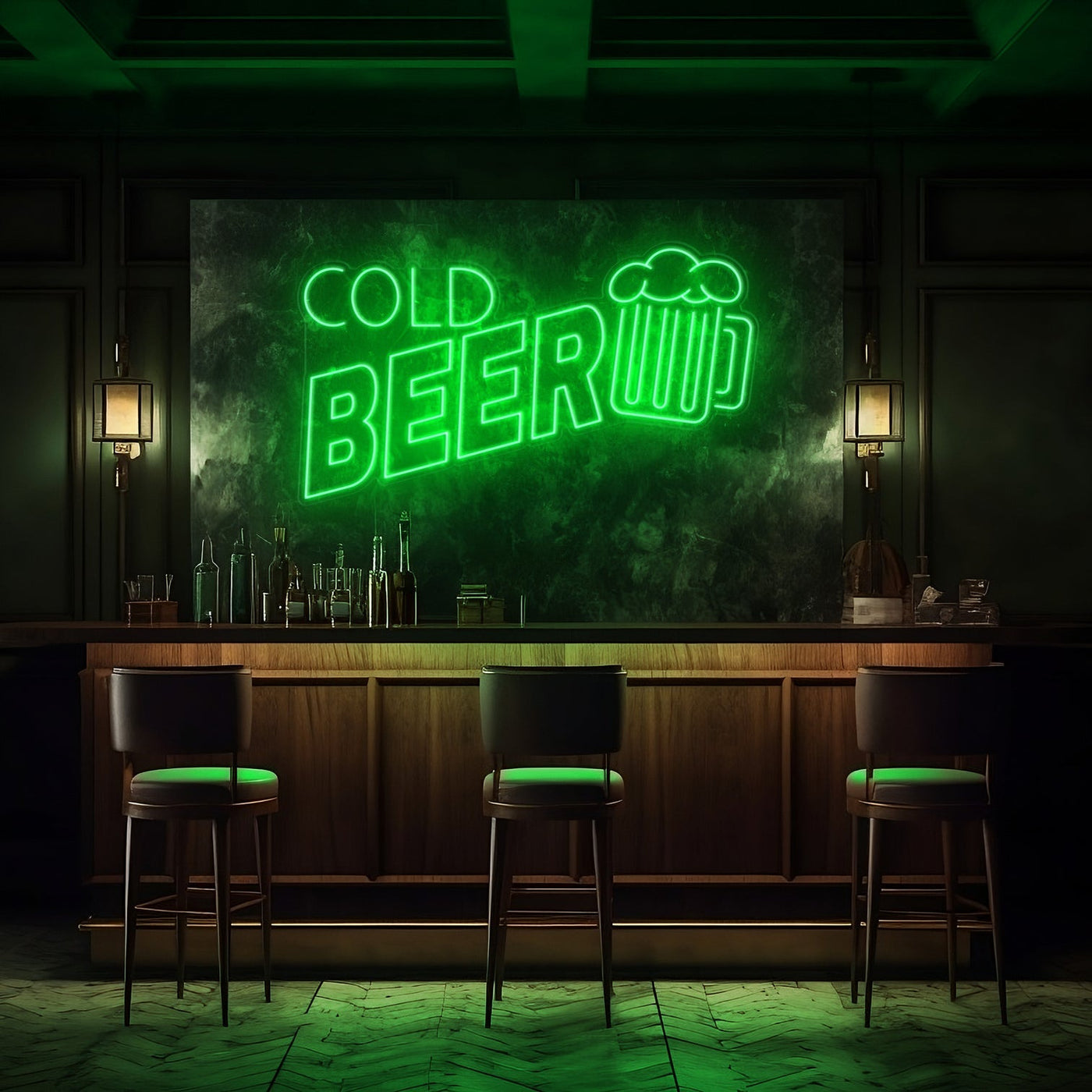 Cold Beer Bar LED Neon Sign - 30 InchGreen