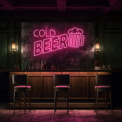 Cold Beer Bar LED Neon Sign - 30 InchLight Pink