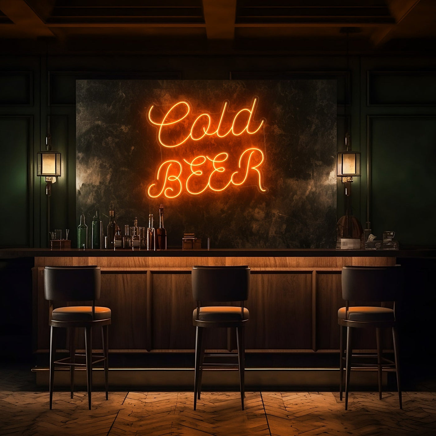 Cold Beer Cursive LED Neon Sign - 30 InchDark Blue