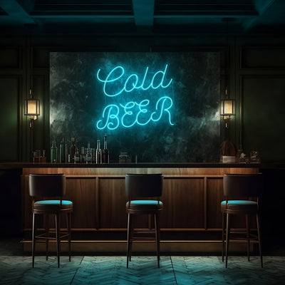 Cold Beer Cursive LED Neon Sign - 30 InchTurquoise