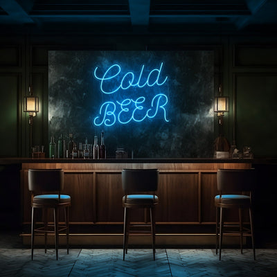Cold Beer Cursive LED Neon Sign - 30 InchGolden Yellow