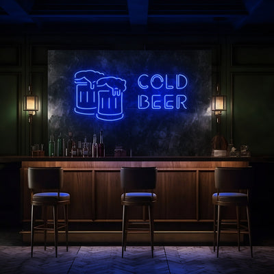 Cold Beer LED Neon Sign - 40 InchDark Blue