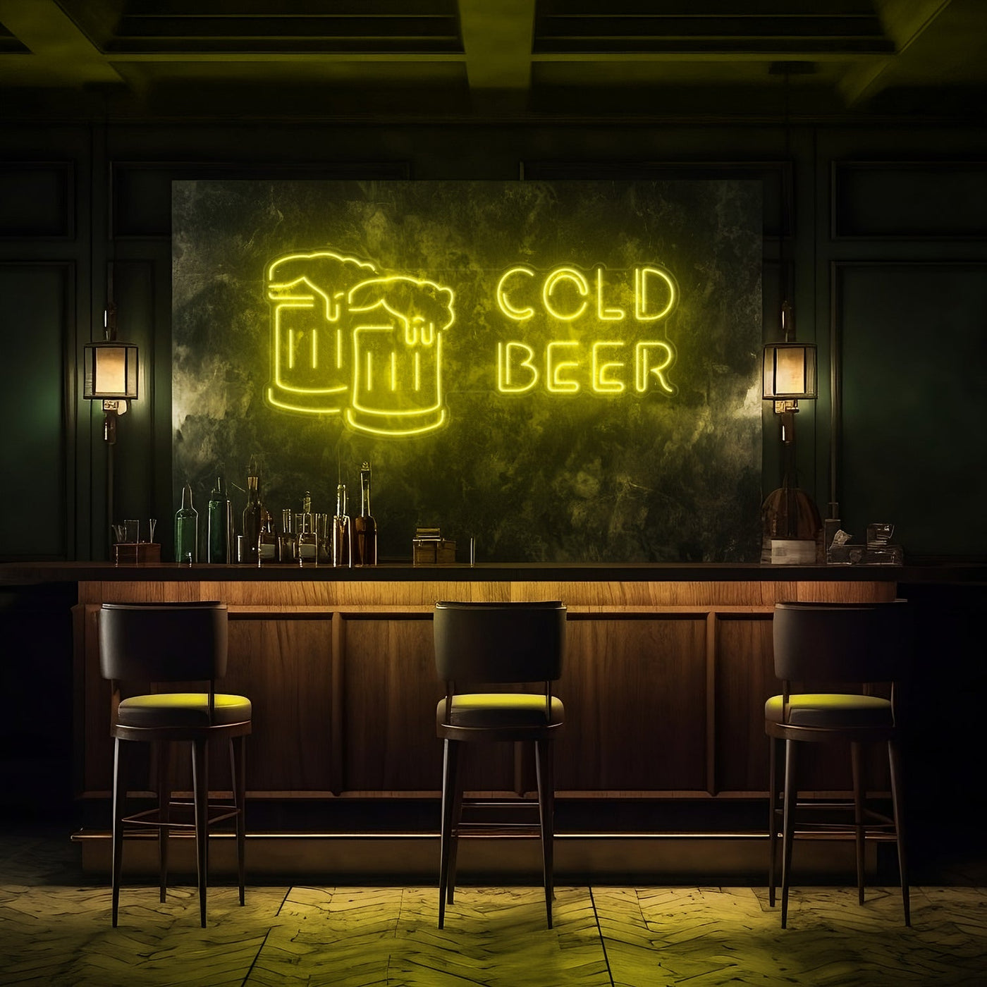Cold Beer LED Neon Sign - 40 InchYellow