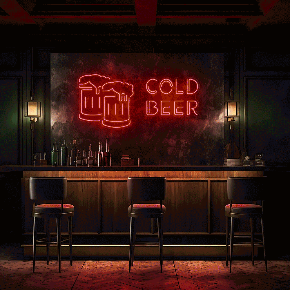 Cold Beer LED Neon Sign - 40 InchColor-Changing -RGB