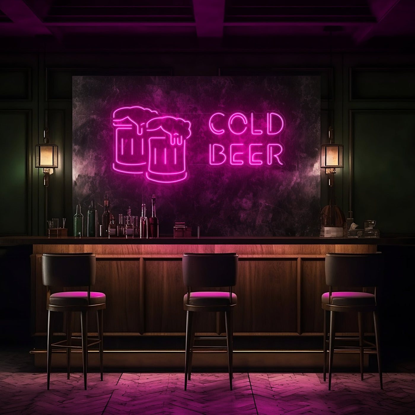 Cold Beer LED Neon Sign - 40 InchHot Pink