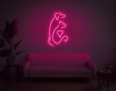 Dog And Cat V2 LED Neon Sign