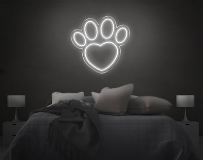 Cartoon Dog Heart Shape Footprint LED Neon Sign