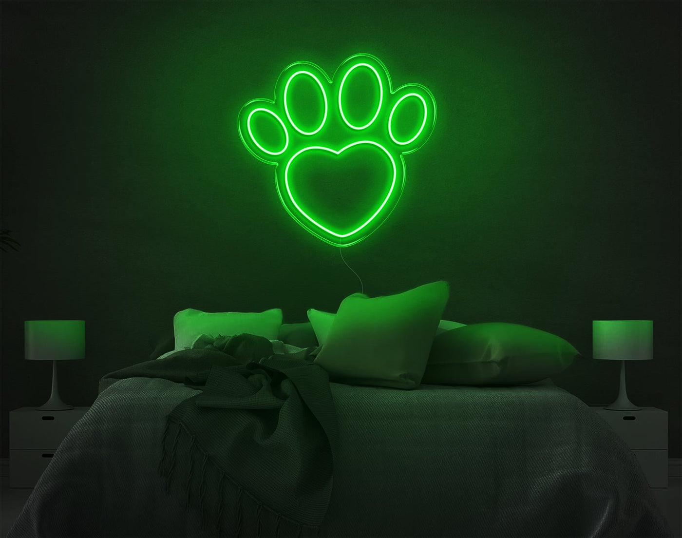 Cartoon Dog Heart Shape Footprint LED Neon Sign