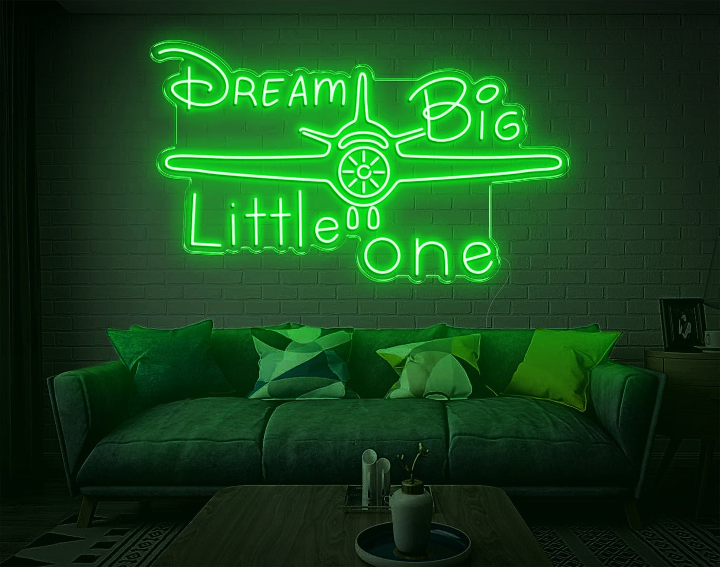 Dream Big Little One LED Neon Sign - 24inch x 42inchGreen