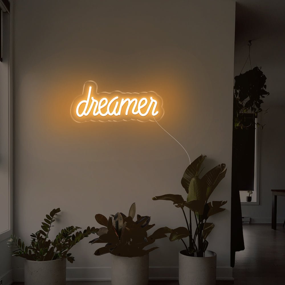 Dreamer LED Neon Sign - 14inch x 6inchWhite