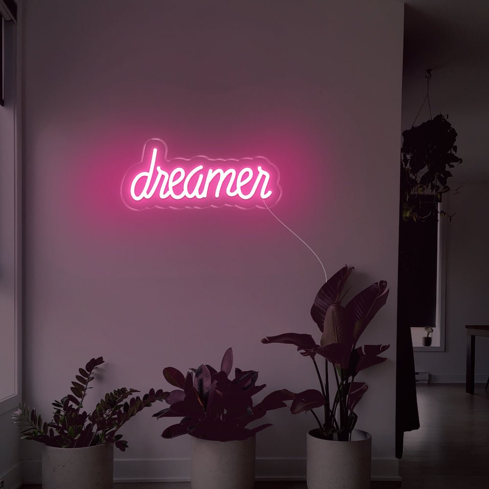 Dreamer LED Neon Sign - 14inch x 6inchLight Pink
