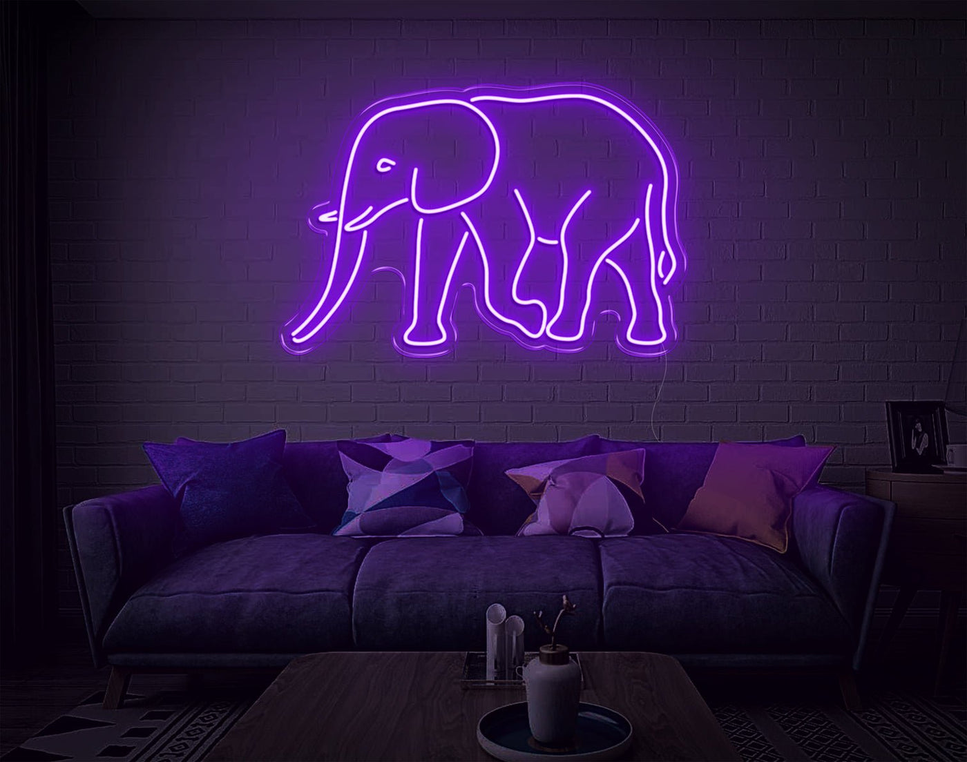 Elephant LED Neon Sign - 7inch x 11inchPurple