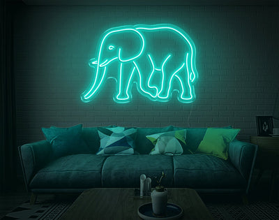Elephant LED Neon Sign - 7inch x 11inchTurquoise