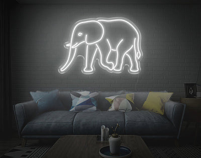 Elephant LED Neon Sign - 7inch x 11inchWhite
