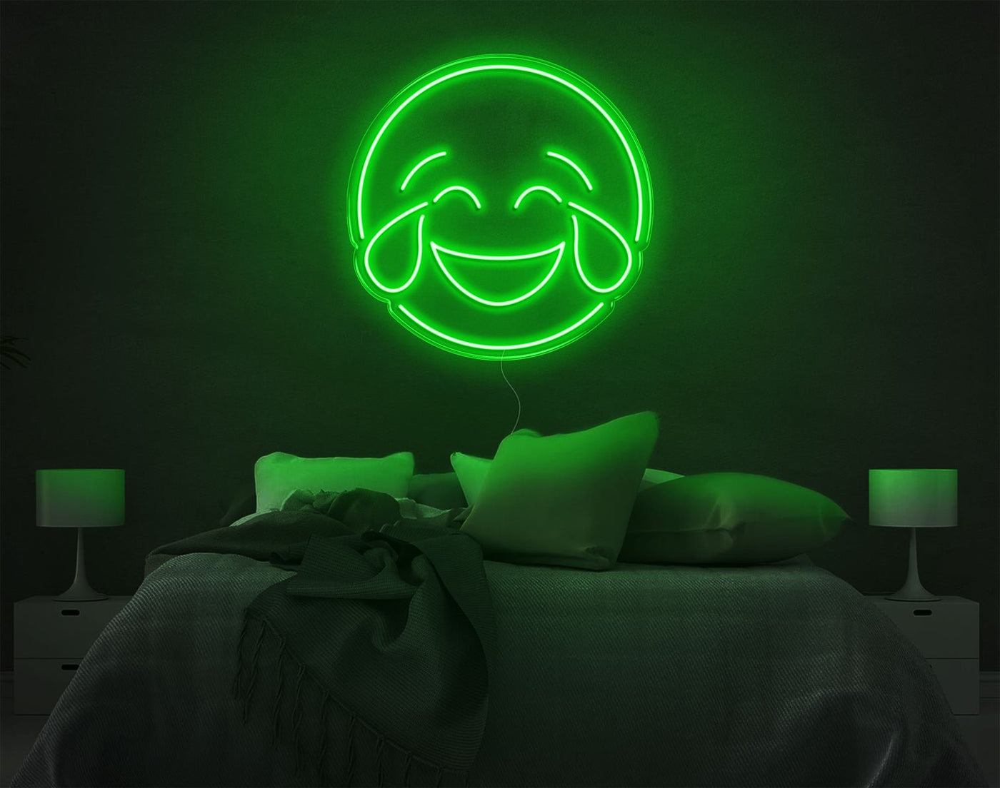 Emoticon LED Neon Sign - 14inch x 14inchGreen