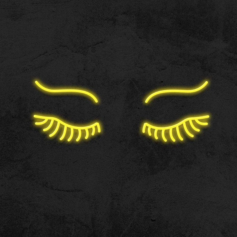 EYES WITH LASHES Neon Sign - Lemon Yellow20 inches