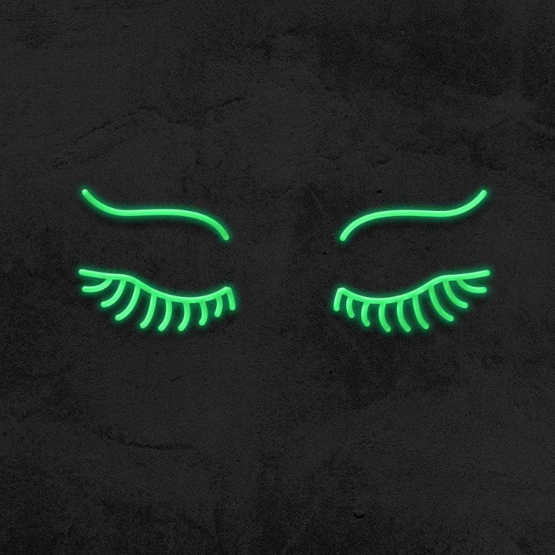 EYES WITH LASHES Neon Sign - Green20 inches