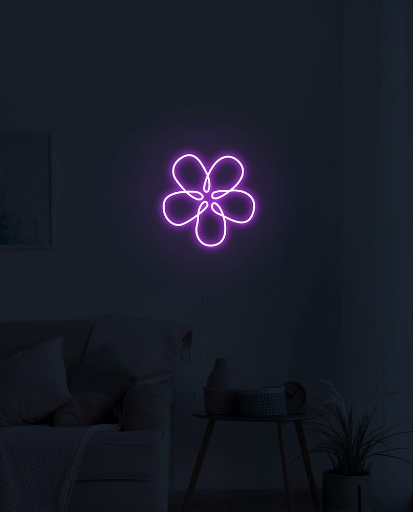 Flower Neon Sign - White