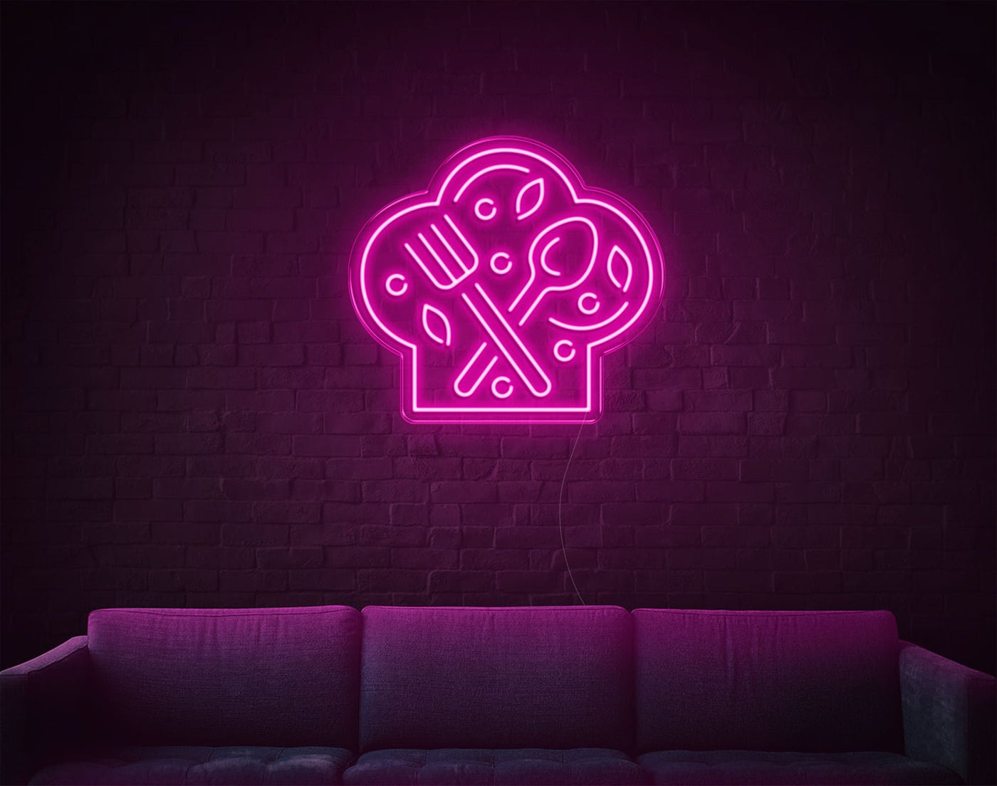 Fork Spoon LED Neon Sign - 20inch x 22inchHot Pink