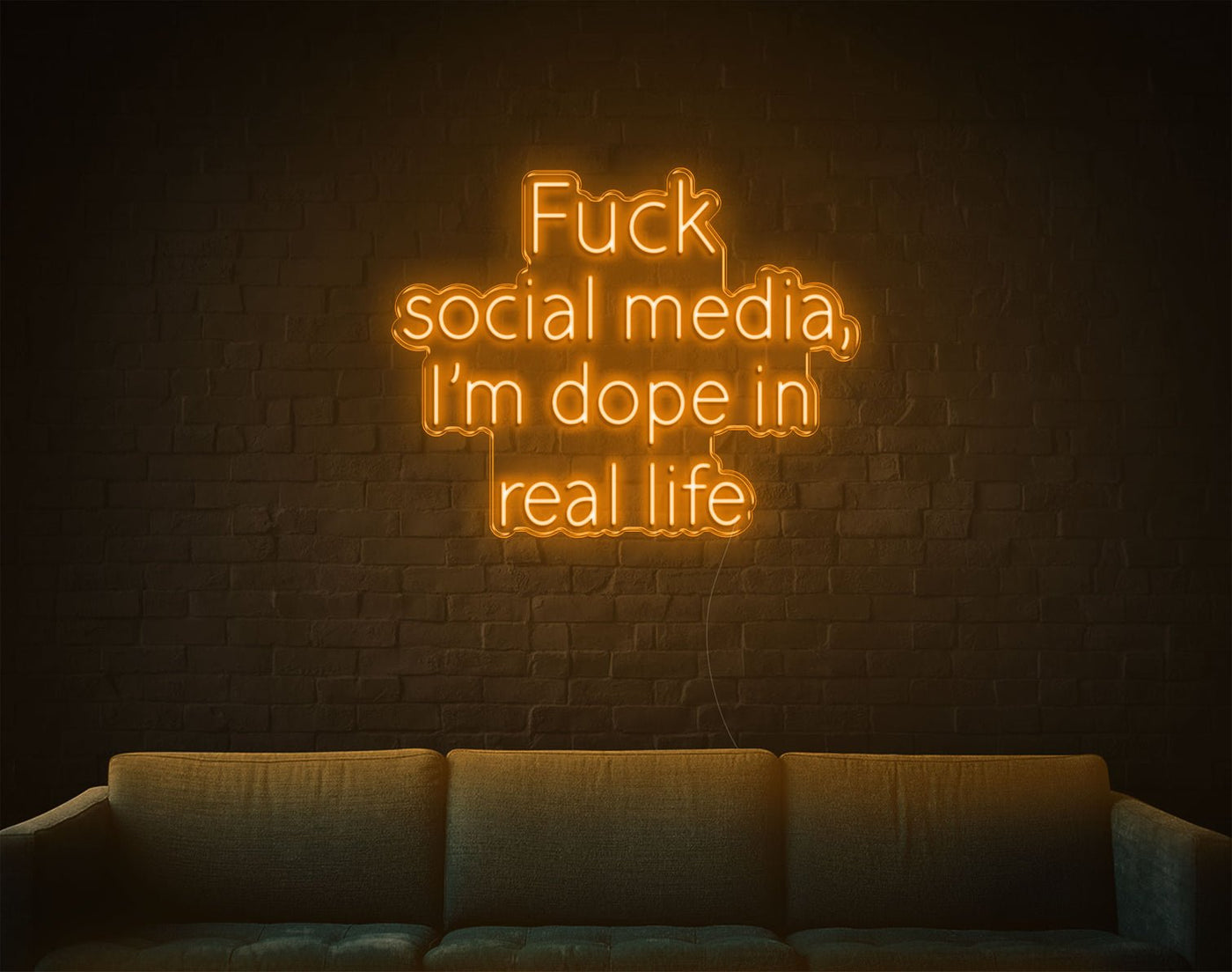 Fuck Social Media Im Dope In Real Life LED Neon Sign - 26inch x 33inchOrange
