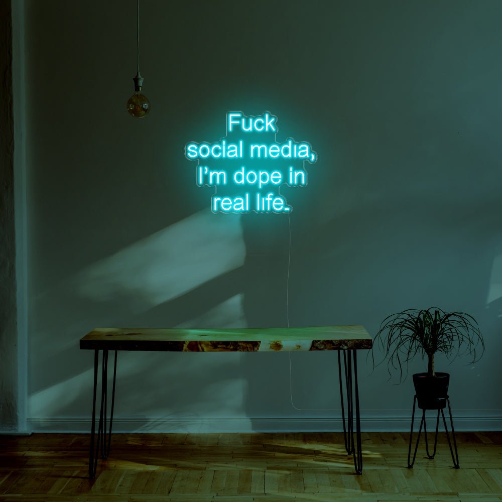 Fuck Social Media LED Neon Sign - 30inch x 23inchTurquoise