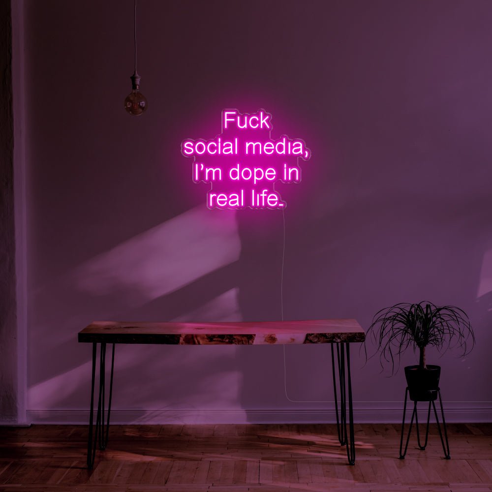 Fuck Social Media LED Neon Sign - 30inch x 23inchHot Pink
