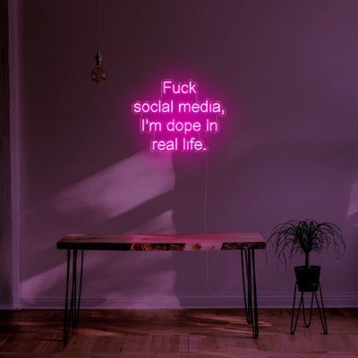 Fuck Social Media LED Neon Sign - 30inch x 23inchHot Pink