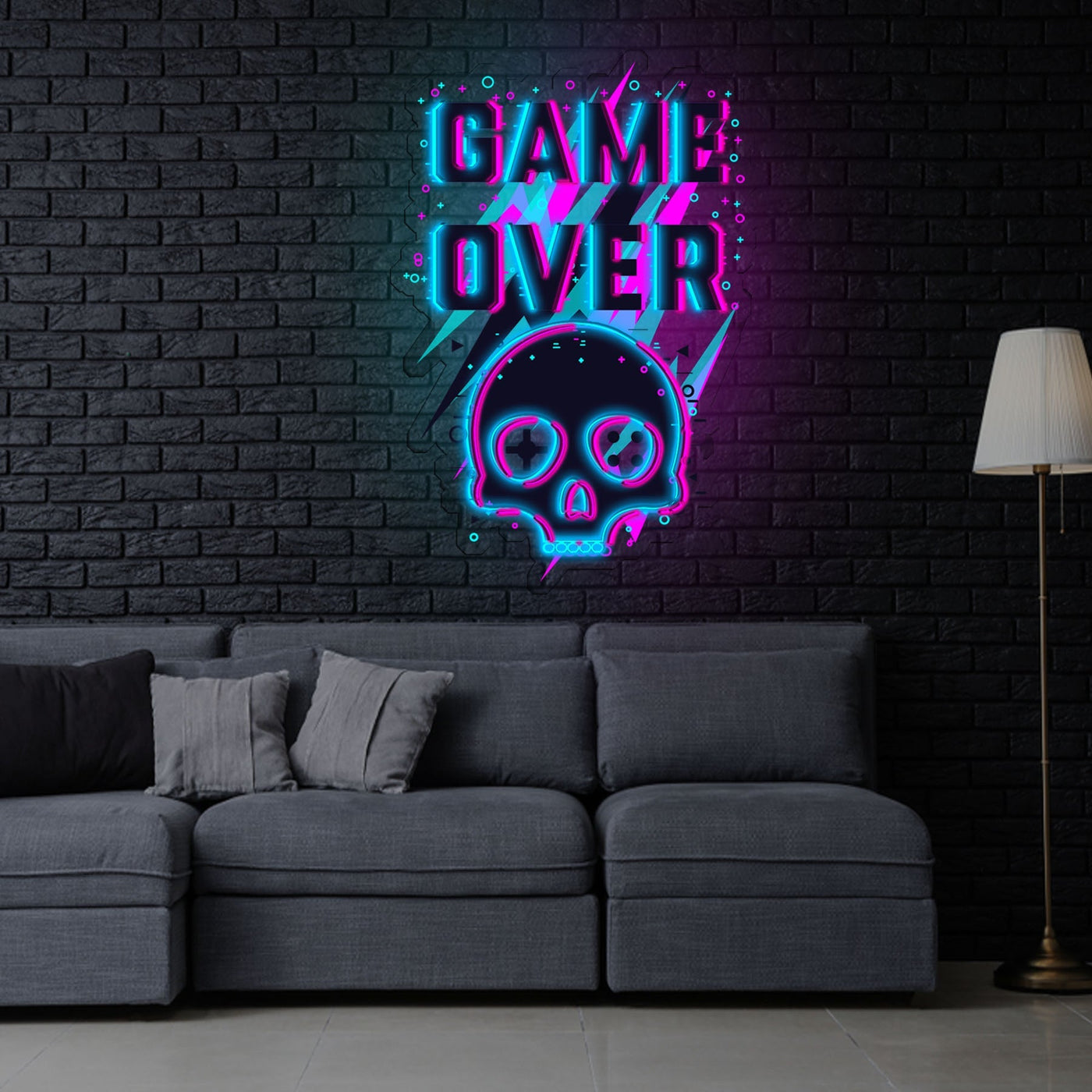 Game Over B&P Neon Sign x Acrylic Artwork - 2ftLED Neon x Acrylic Print