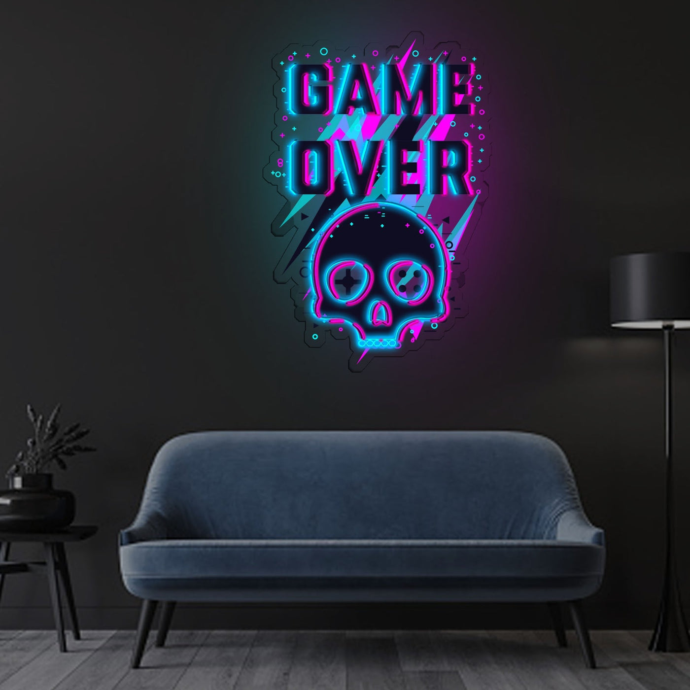 Game Over B&P Neon Sign x Acrylic Artwork - 2ftLED Neon x Acrylic Print