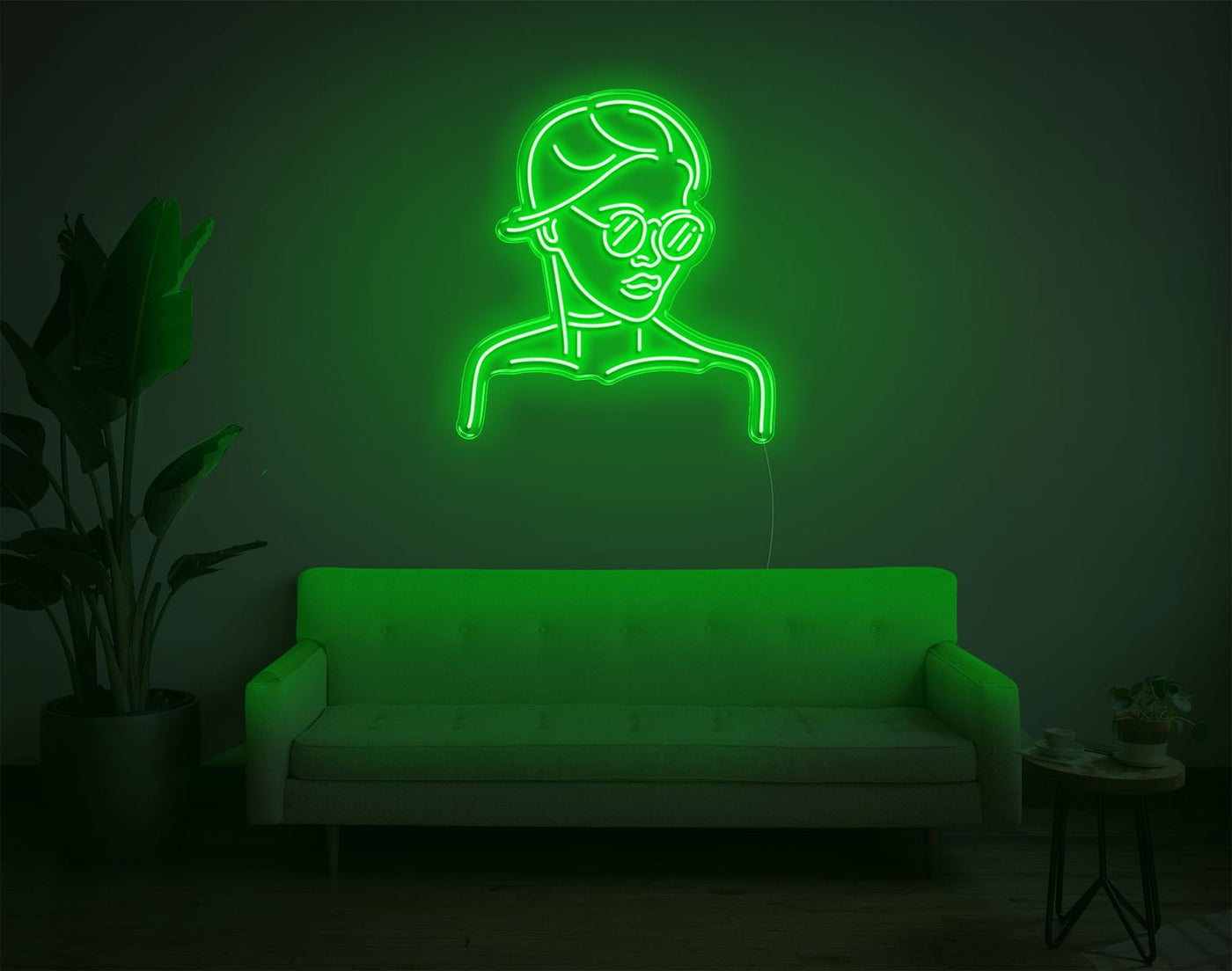 Girl With Glass LED Neon Sign - 28inch x 25inchHot Pink