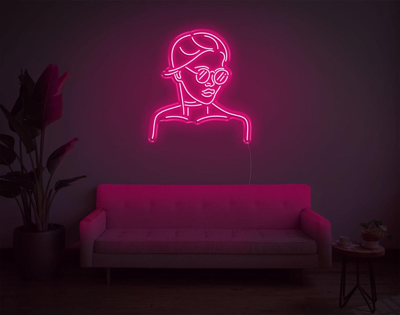 Girl With Glass LED Neon Sign - 28inch x 25inchLight Pink